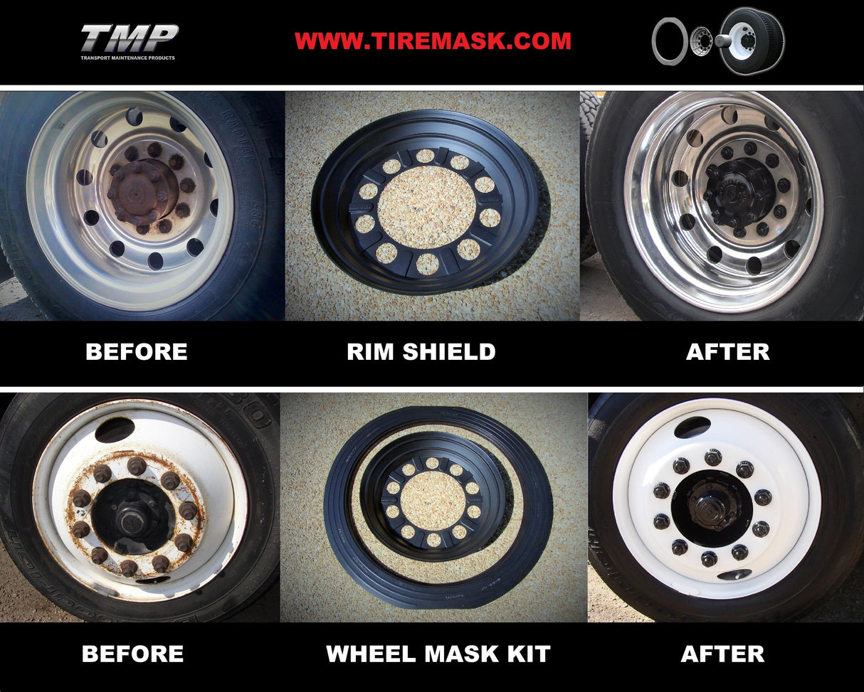 TM PRODUCTS - TMP04535 - 22.5" + 24.5" Wheel Mask Combo Pack - (8) Tire Masks + (8) Rim Shields, Reusable