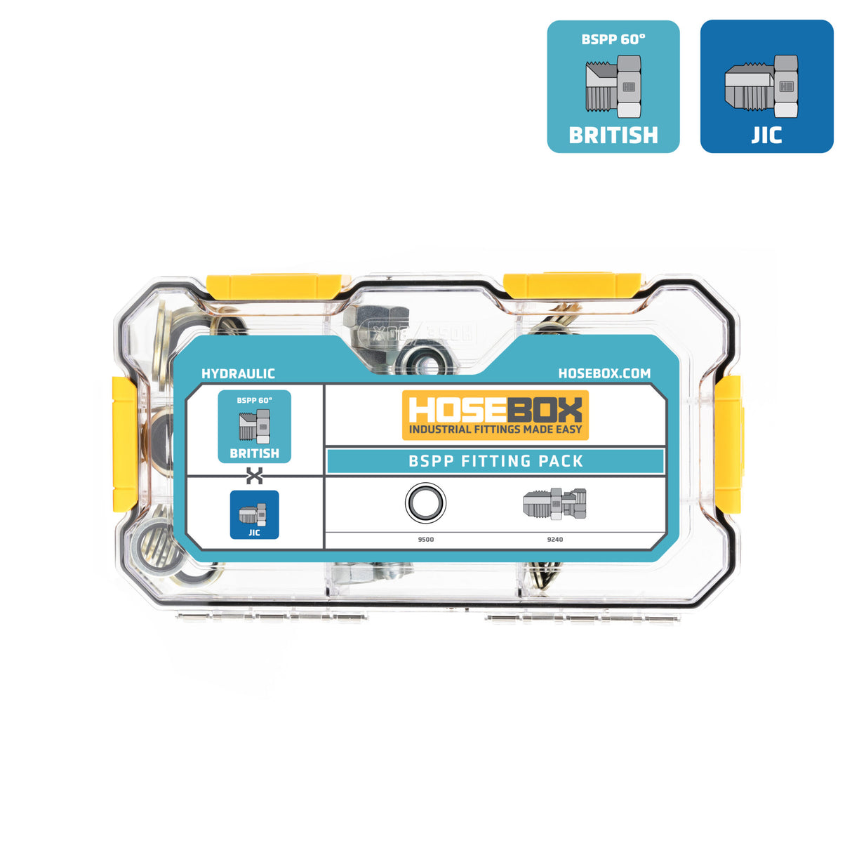 HOSEBOX - HB2023-001 - BSPP - FEMALE JIC - BSPP SEALS FITTING PACK