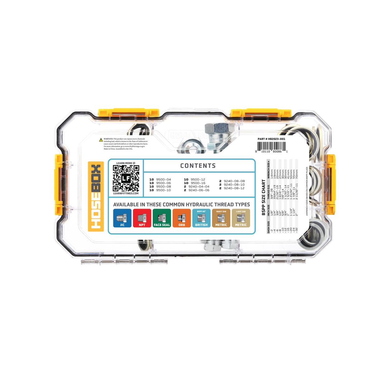 HOSEBOX - HB2023-001 - BSPP - FEMALE JIC - BSPP SEALS FITTING PACK