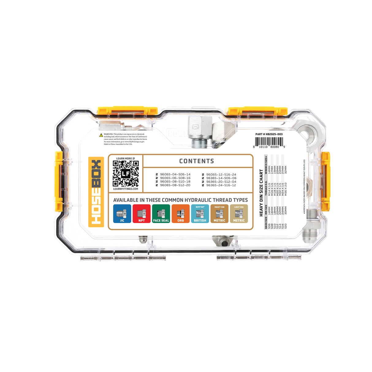 HOSEBOX - HB2025-003 - METRIC HEAVY DIN - JIC - NPT FITTING PACK