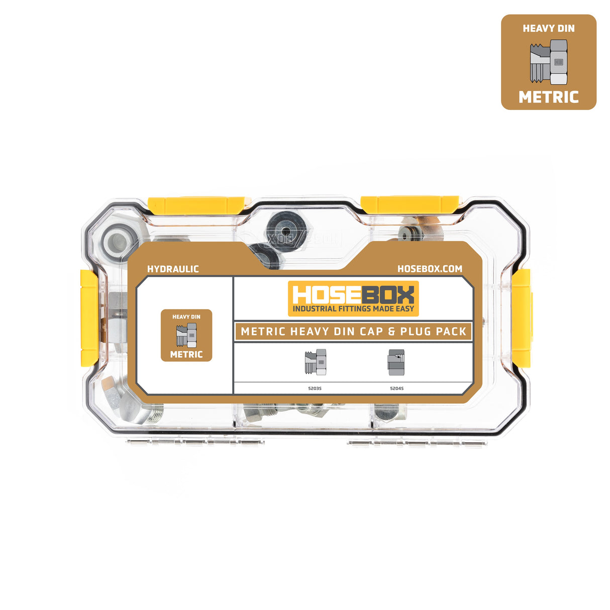 HOSEBOX - HB2025-004 - METRIC HEAVY DIN CAPS AND PLUGS FITTING PACK