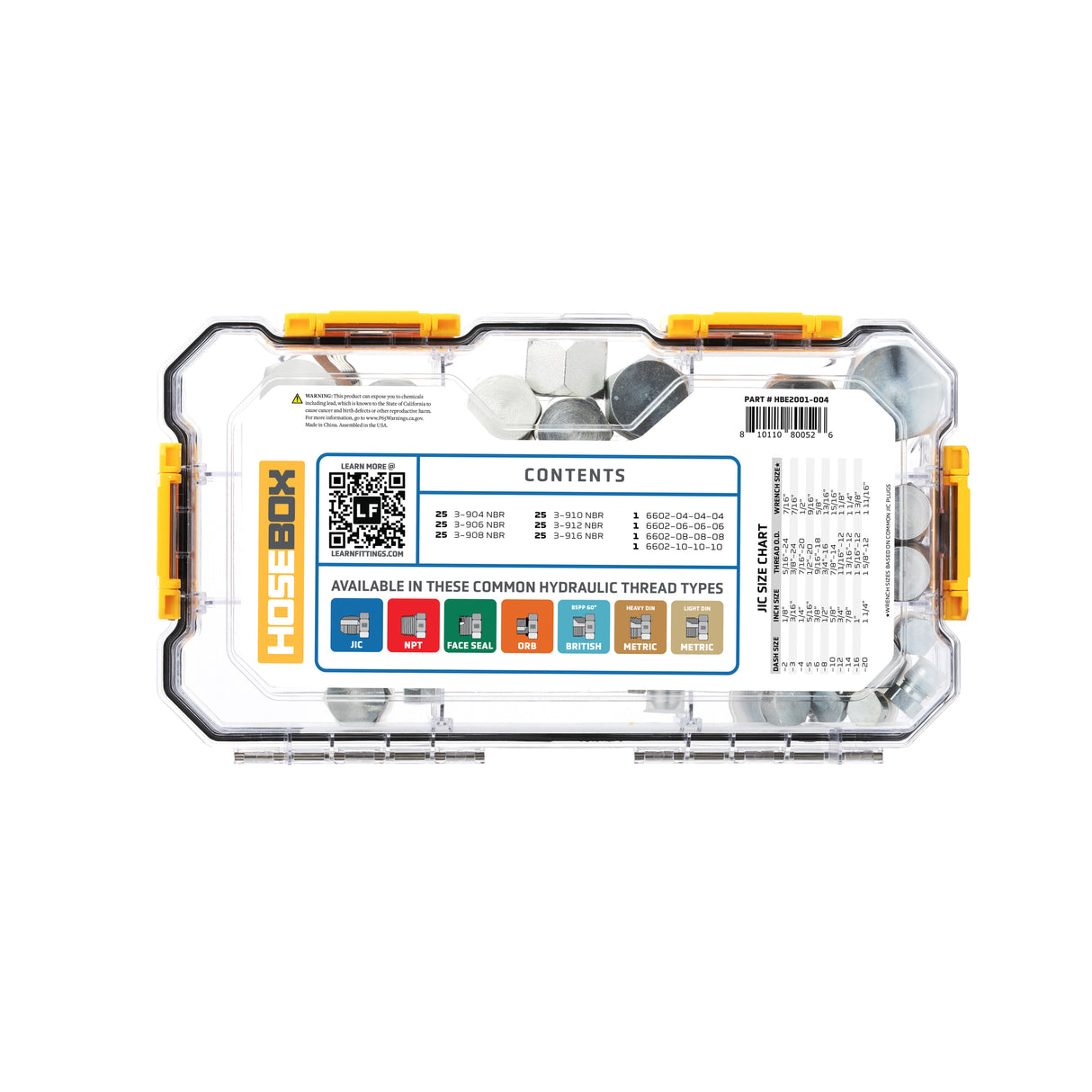 HOSEBOX - HBE2001-004 - JIC TEES - O-RINGS FITTING PACK