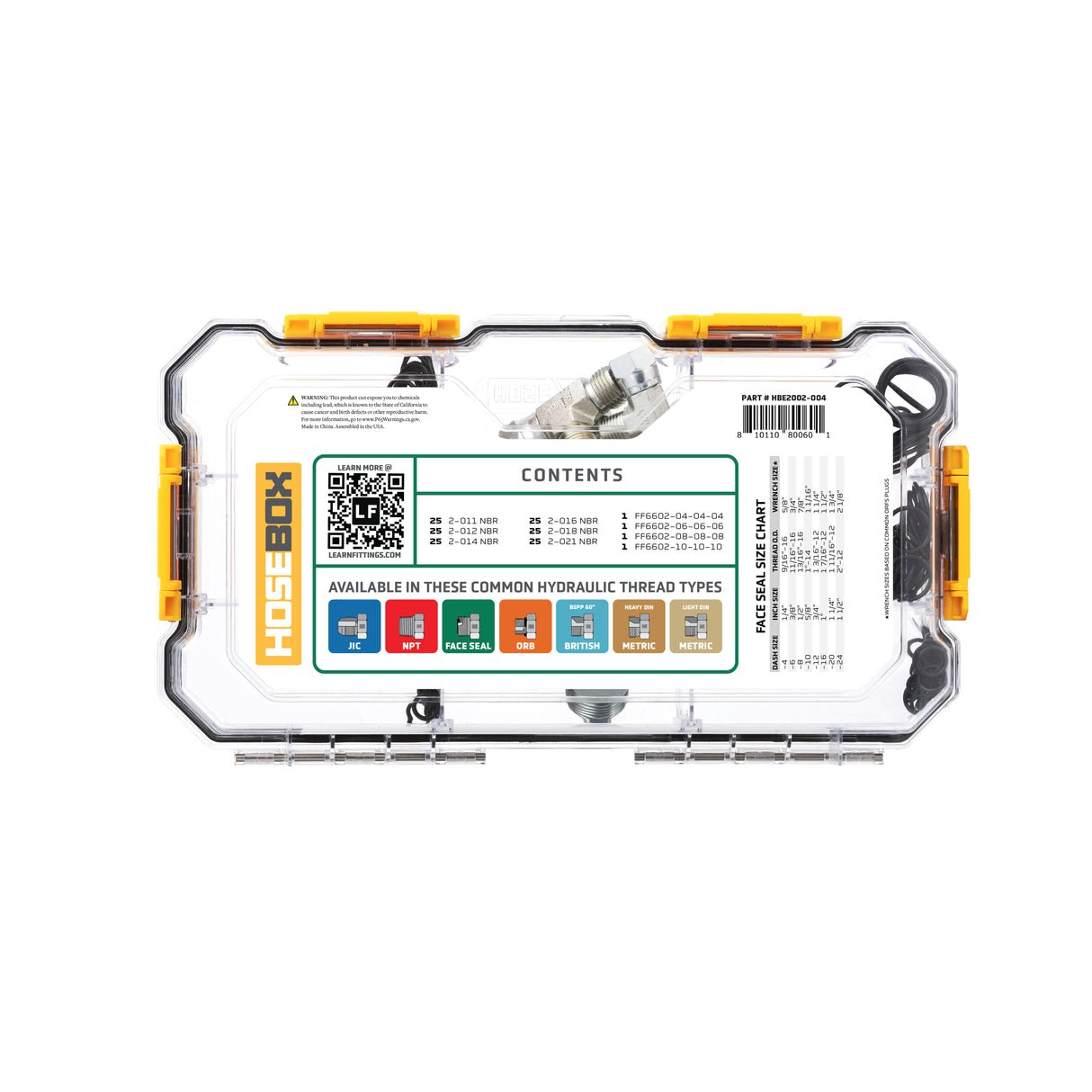 HOSEBOX - HBE2002-004 - FACE TEES - O-RINGS FITTING PACK