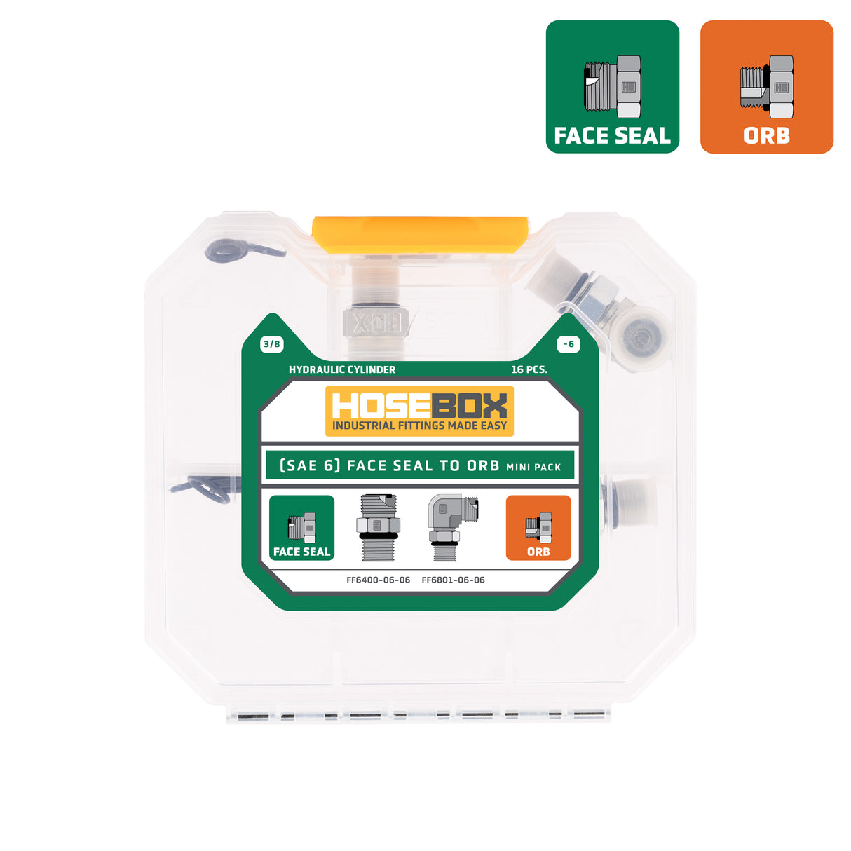 HOSEBOX - HBE2002-005 - (SAE 6) ORFS to ORB Mini Pack