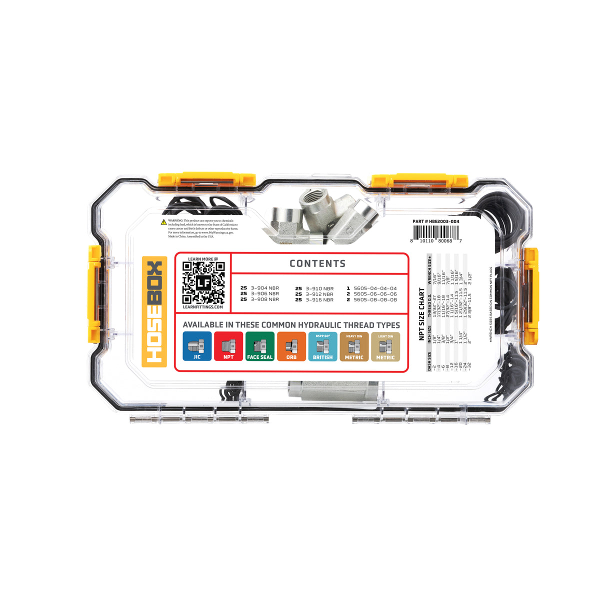 HOSEBOX - HBE2003-004 - NPT TEES - O-RINGS FITTING PACK