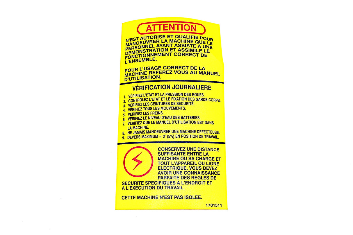 JLG - 1701511 - DECAL