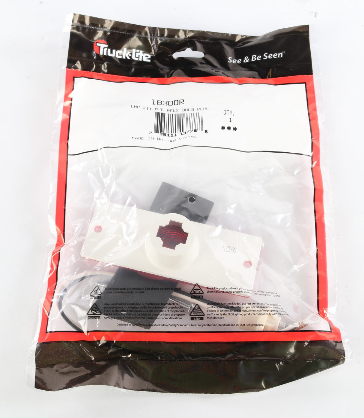 TRUCK-LITE - 18300R - RED RECTANGLE MARKER CLEARANCE LIGHT 12V