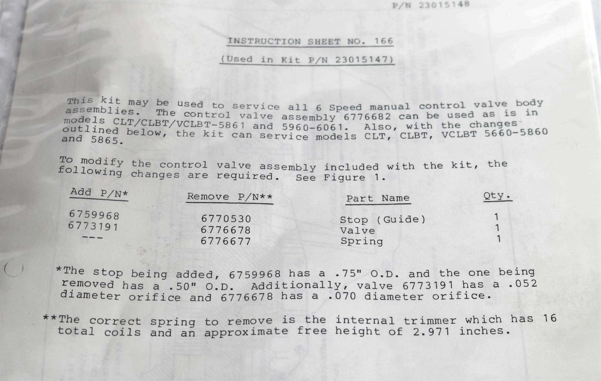 ALLISON - 23015147 - CONTROL VALVE