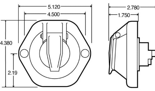 TRUCK-LITE - 50865 - 20A 7 SPLIT PIN SURFACE MOUNT RECEPTACLE