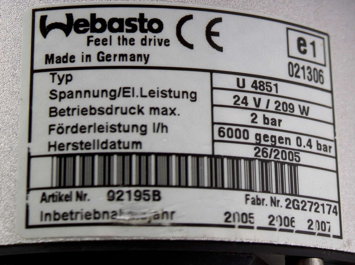 WEBASTO - U4851 - 24V CIRCULATING PUMP