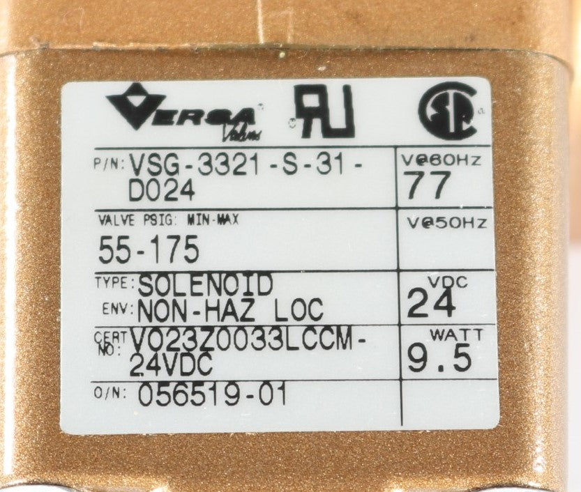 VERSA - VSG-3321-S-31-D024 - 24VDC 3-WAY SOLENOID VALVE