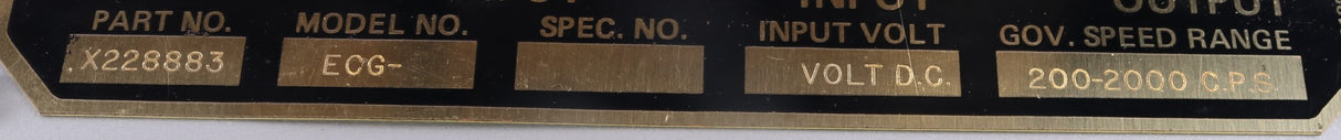 TWIN DISC - X228883A - MODEL ECG POWER UNIT GOV. SPEED RANGE 200-2000 CPS