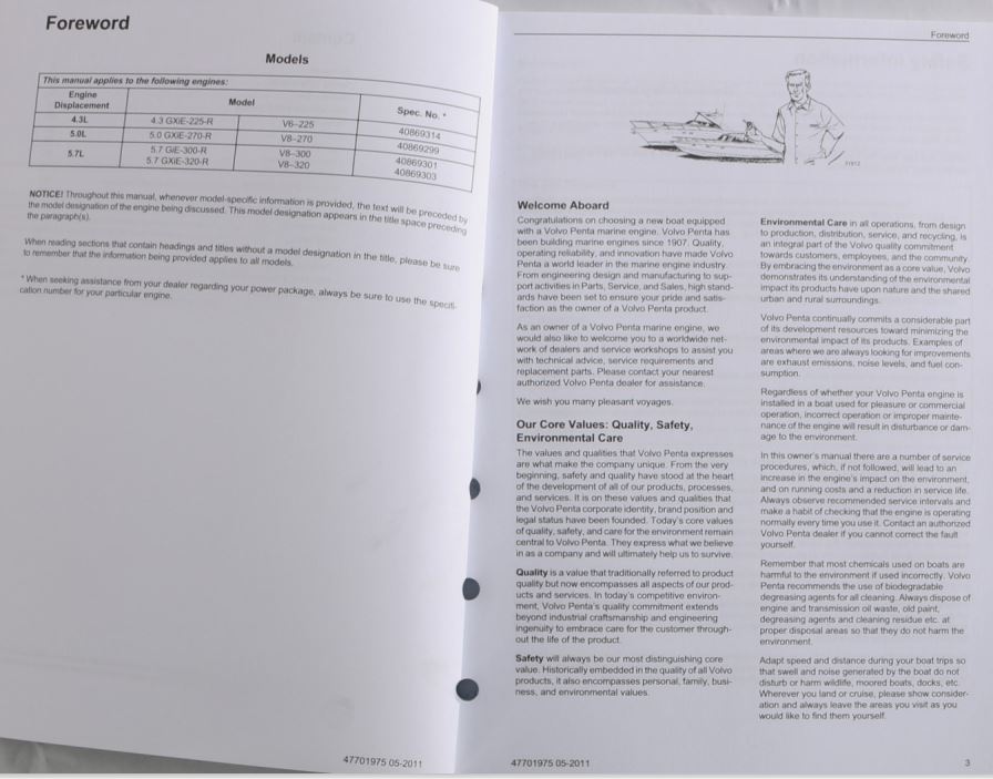 VOLVO PENTA - 47701975 - OPERATORS MANUAL