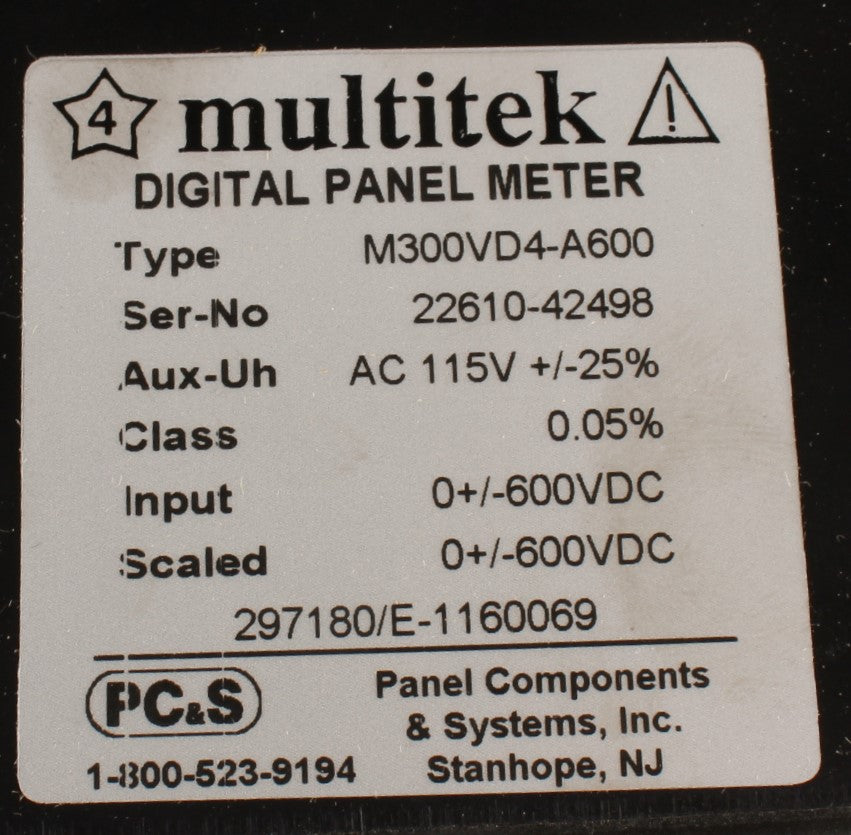 BUCYRUS - 297180 - DC VOLT METER +/-600V LED DIGITAL