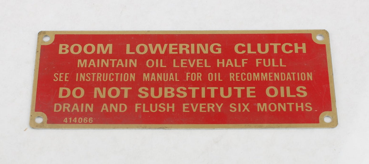 TEREX - 414066 - INSTRUCTION PLATE PER PRINT REV 1
