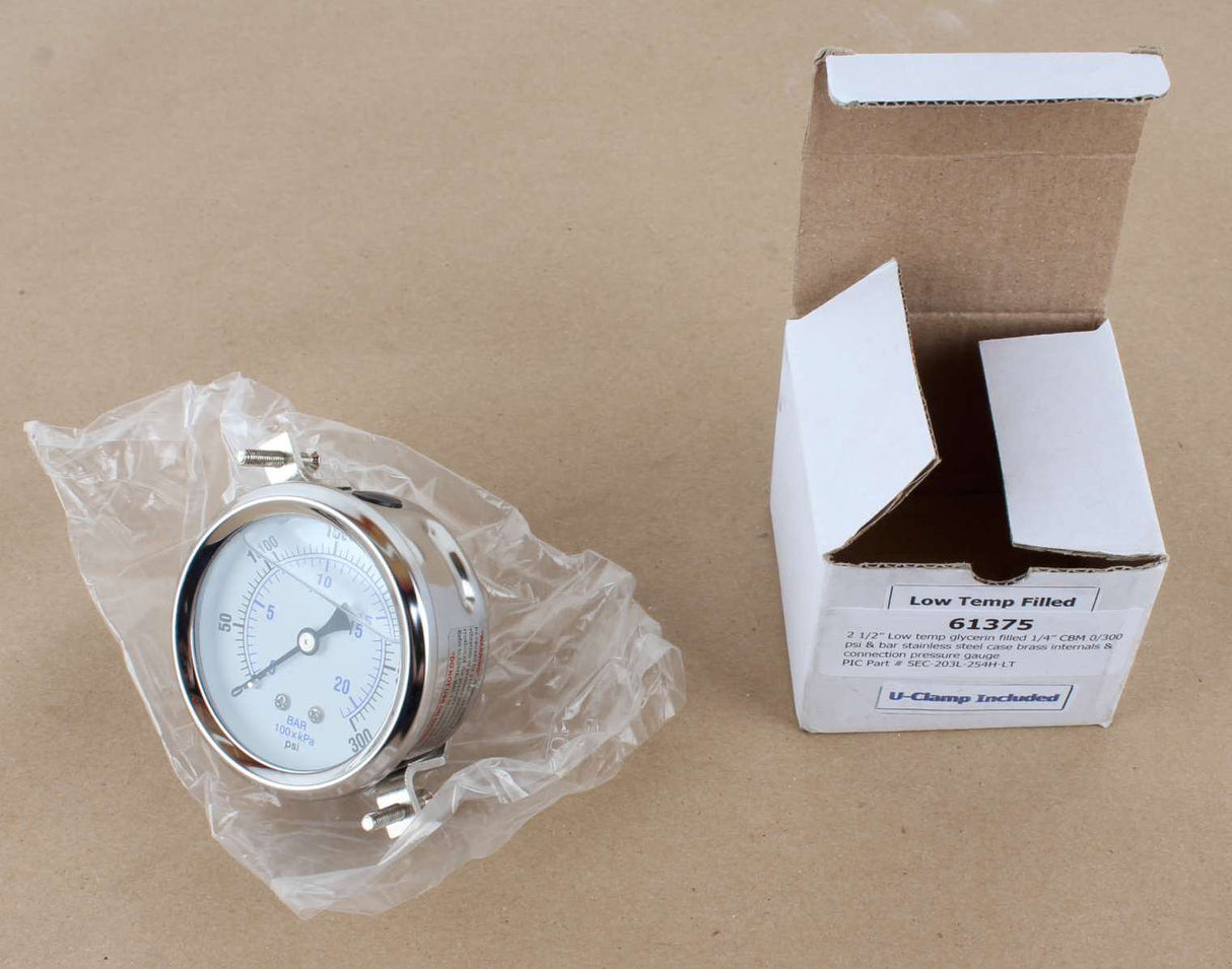 PIC GAUGES - 203L-254H-LT - GAUGE 0-300 PSI/BAR 2 1/2""CNTR