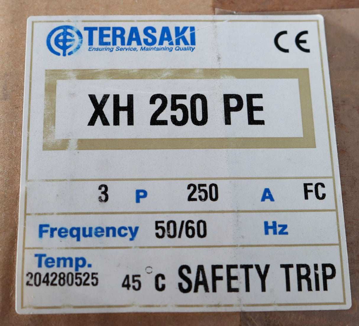 TERASAKI ELECTRIC - XH250PE - CIRCUIT BREAKER 4P 250A