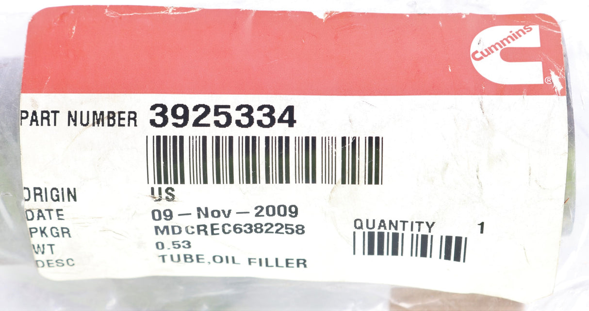 CUMMINS - 3925334 - OIL FILLER TUBE FOR C 8.3L