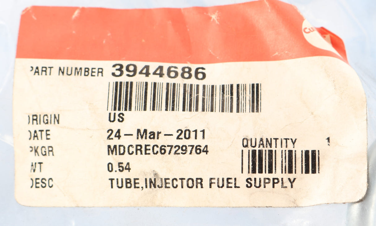 CUMMINS - 3944686 - INJECTOR FUEL SUPPLY TUBE FOR TIER 2 CONST. 8.3L C