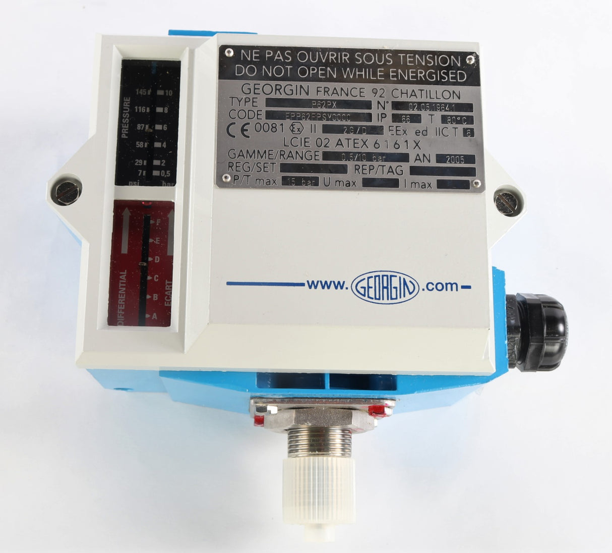 Régulateurs GEORGIN - P62PX - PRESSURE SWITCH EPP62FPSY0000