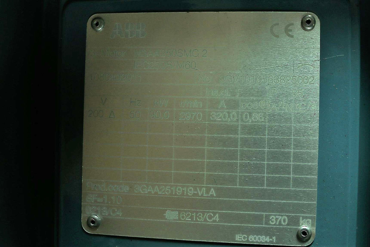 ABB - 3GAA251919-VLA - ELECTRIC MOTOR M3AA250SMC2 90kW 200V 50Hz