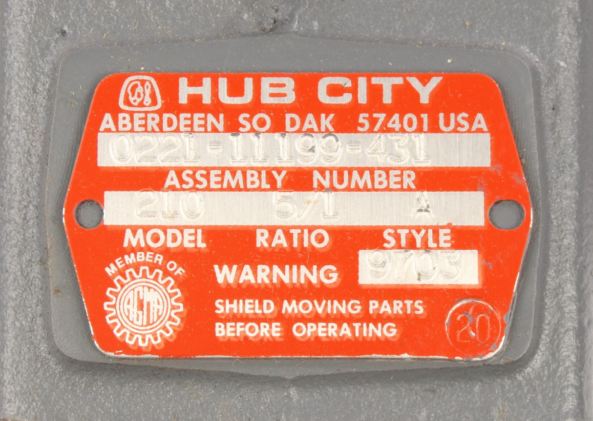 HUB CITY - 0221-11199-431 - GEAR REDUCER