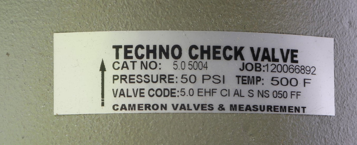 TECHNO - 5.0-EHF-CI-AL-S-NS-050-FF - 5in BUTTERFLY CHECK VALVE