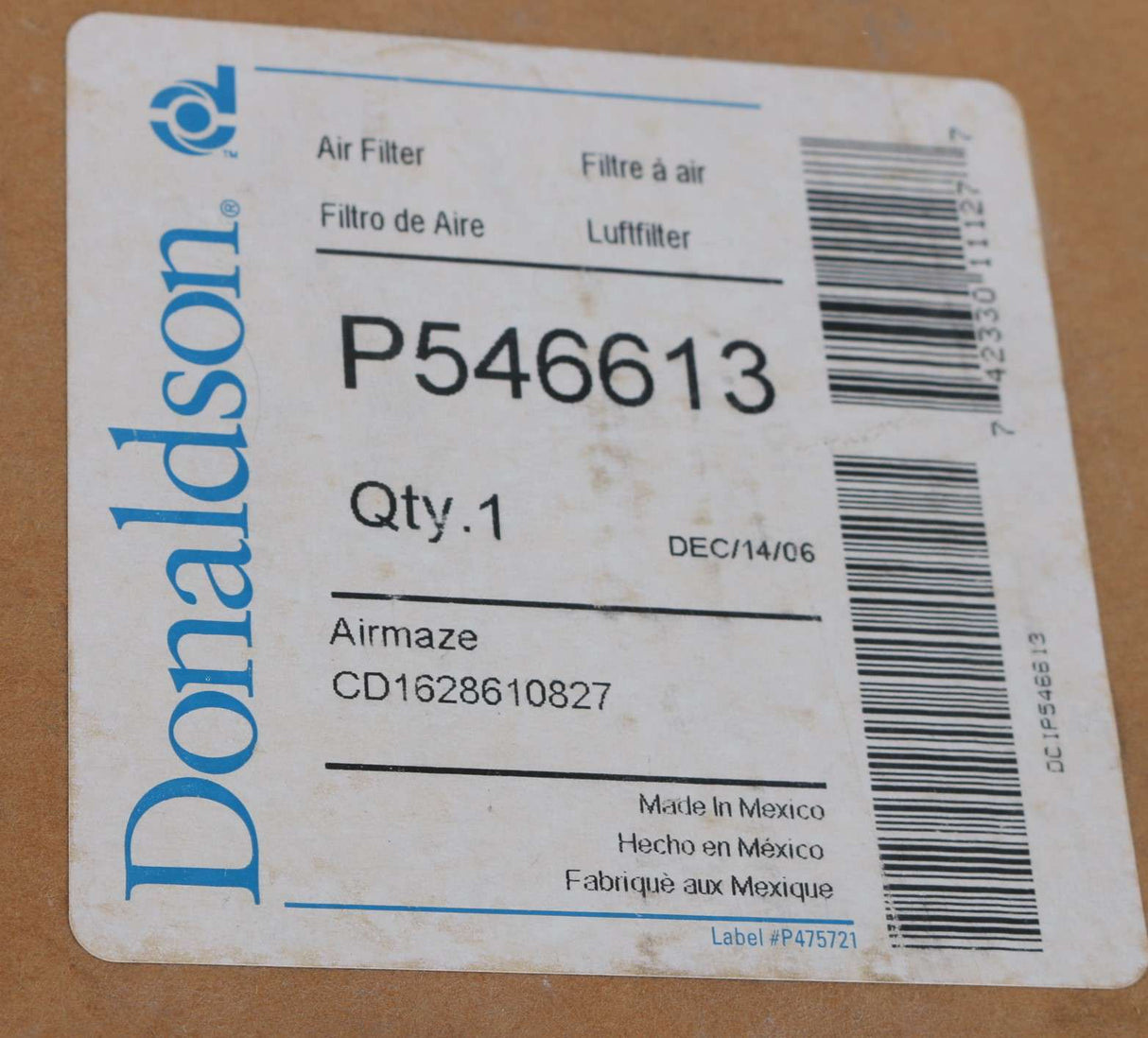 DONALDSON - P546613 - AIR FILTER ELEMENT - SECONDARY