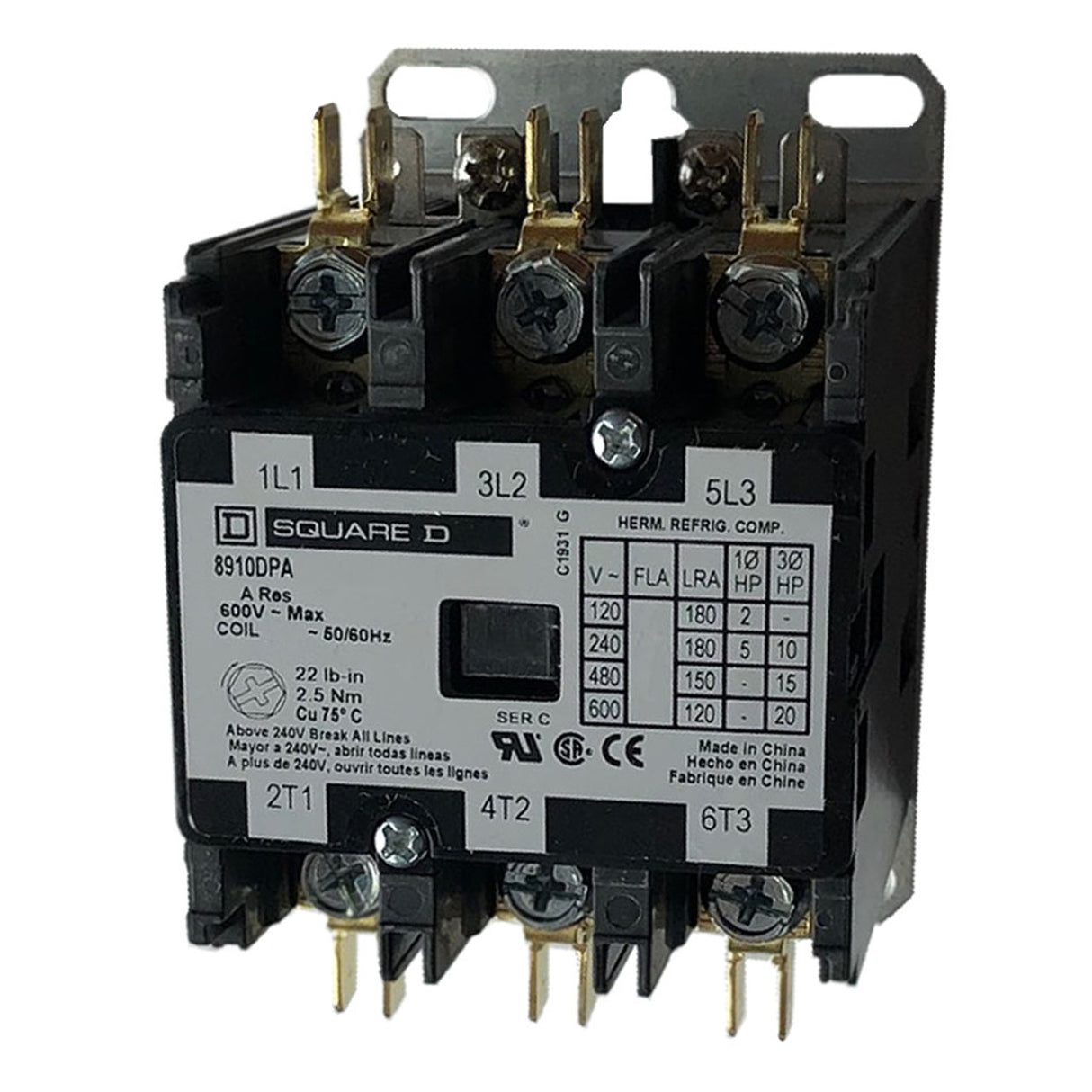 SCHNEIDER ELECTRIC - 8910DPA33V09 - DEFINITE PURPOSE CONTACTOR