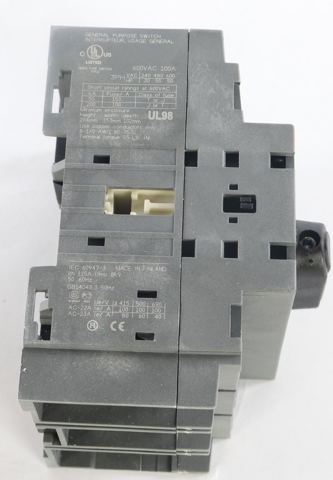 ABB - 1SCA105004R1001 - DISCONNECT SWITCH 3PH  600VAC  100A 60HZ
