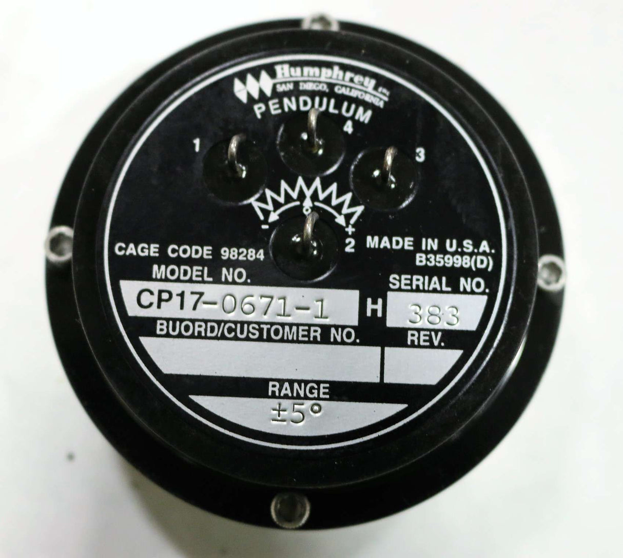 HUMPHREY INC (GOODRICH SENSOR) - CP17-0671-1 - POTENTIOMETER 2K PENDULUM