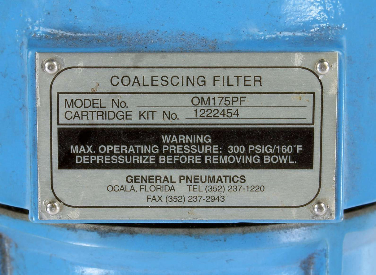 IWS - OM175PF - COALESCING FILTER W/SHUT OFF - GENERAL PNEUMATIC