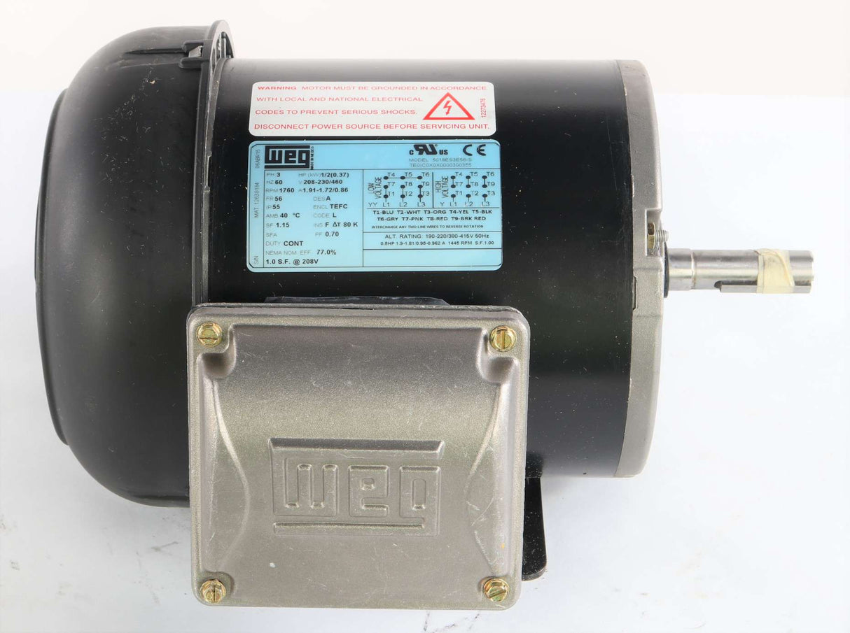 WEG - 12630184 - ELECTRIC MOTOR 0.5HP 208-230/460V 60Hz