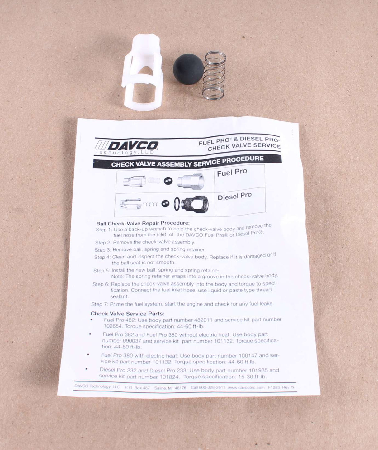 DAVCO - 101132 - CHECK VALVE SERVICE KIT