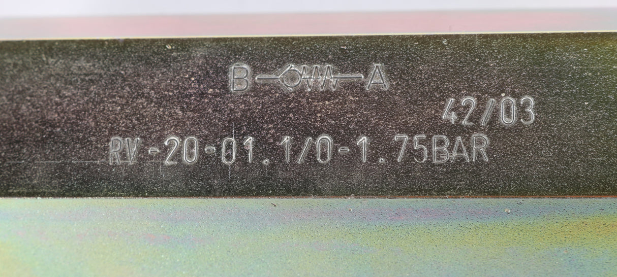 FLUTEC VALVES - RV-20-01.1/0 - INLINE HYDRAULIC CHECK VALVE