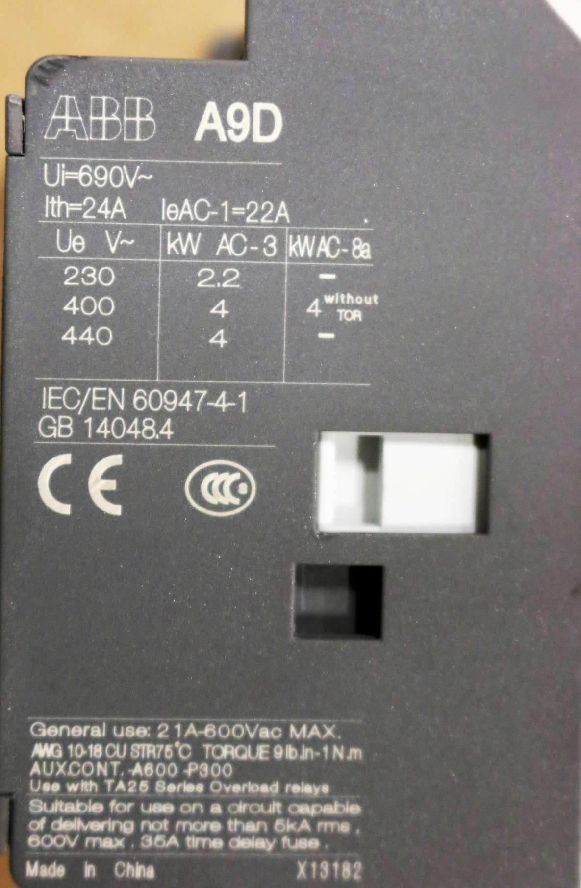 ABB - 1SBL90073R8410 - CONTACTOR - A9D-30-10 110V