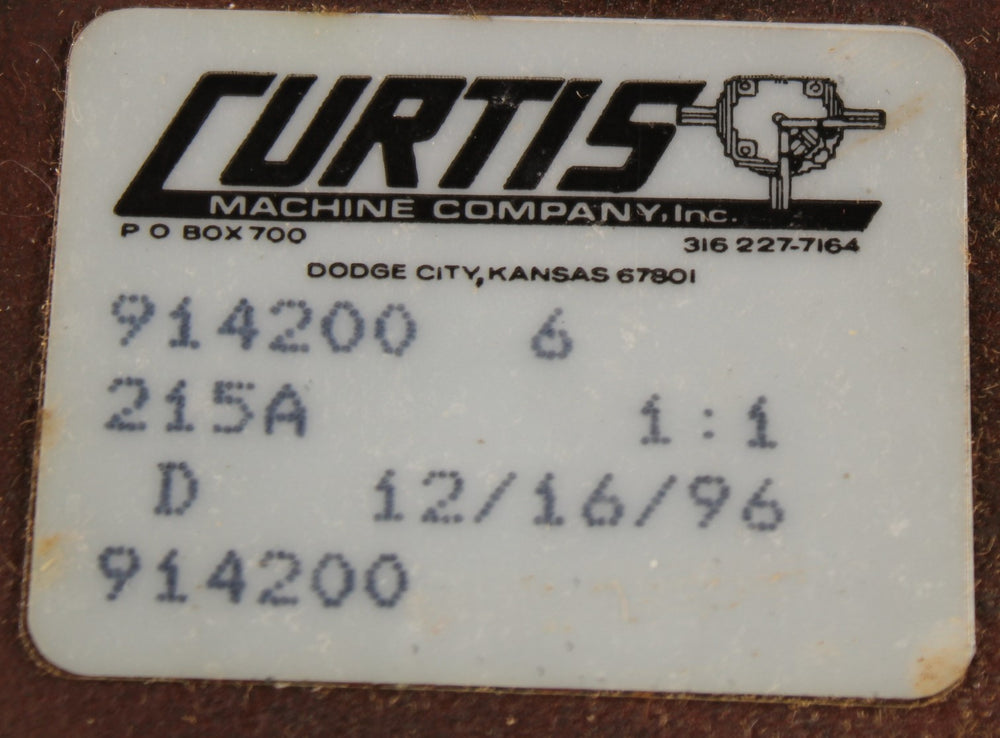 IWS - 914200 - GEAR BOX 215A - CURTIS MACHINE 1:1 RATIO