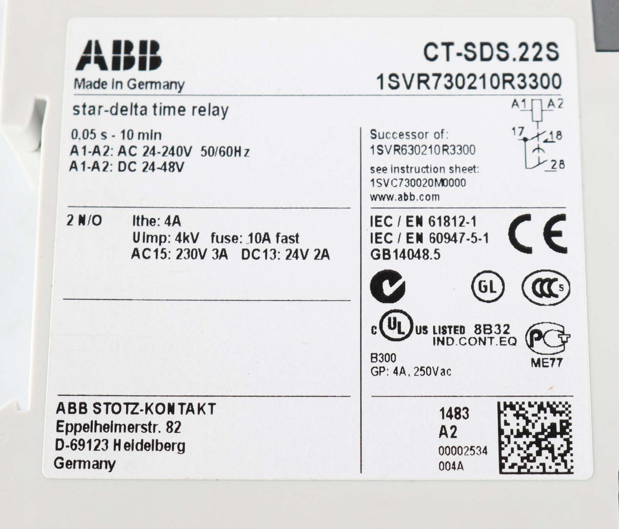 GE - CT-SDS.22S - STAR-DELTA TIME RELAY