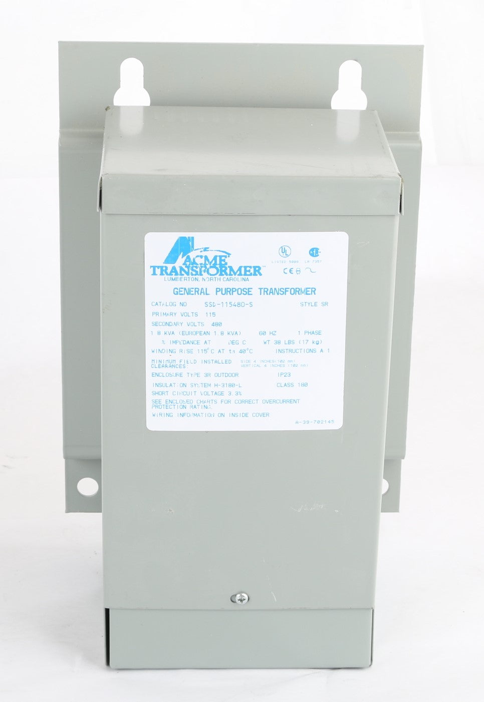 ACME ELECTRIC/ACME TRANSFORMER  - SSD-115480-S - TRANSFORMER 1.8KVA_115VAC_240/480VAC
