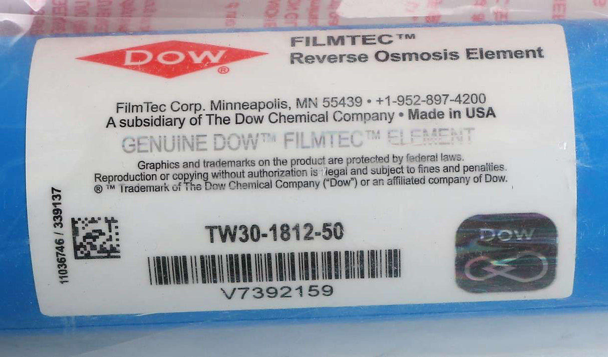 FILMTEC (DowDuPont) - TW30-1812-50 - REVERSE OSMOSIS MEMBRANE