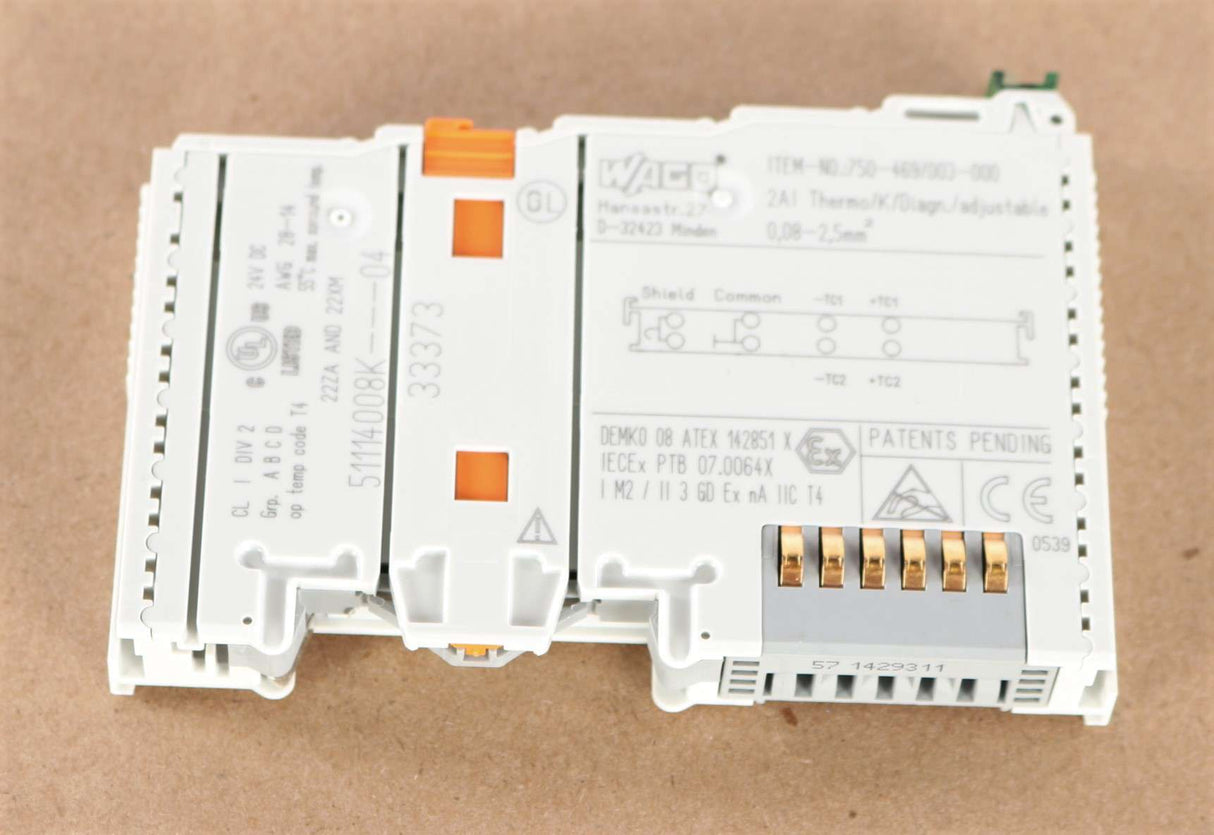 WAGO - 750-469/003-000 - THERMOCOUPLE CONNECTION MODULE - 2 CH PROGRAMMABLE