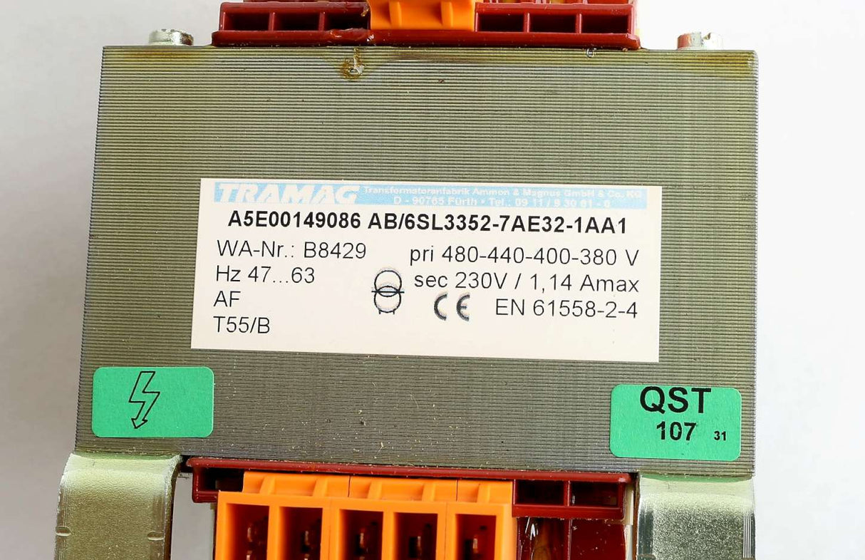 SIEMENS - 6SL3352-7AE32-1AA1 - TRANSFORMER 480-440-400-380 / 230V 1.14A