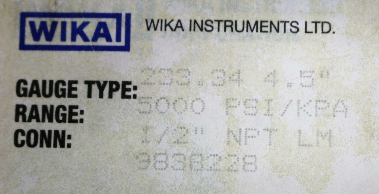 WIKA - 9838228 - GAUGE 5000PSI 4.5in