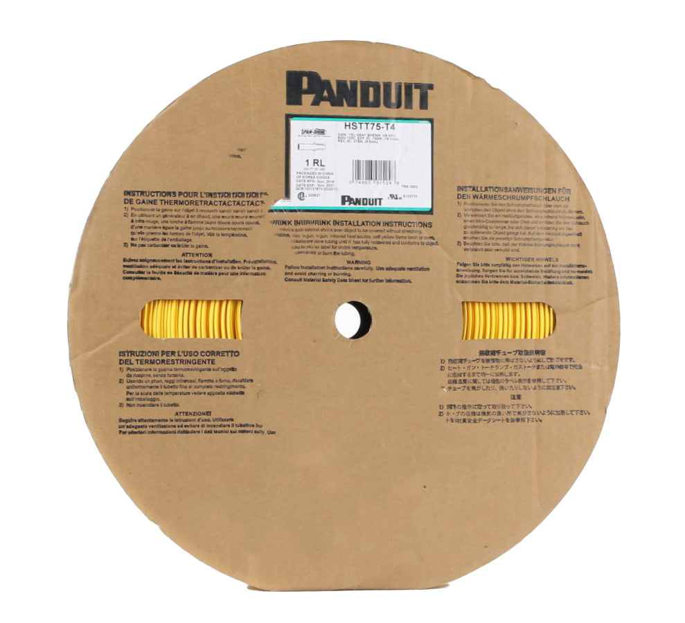 PANDUIT - HSTT75-T4 - HEAT SHRINK TUBING YELLOW 3/4 ID 200 FT ROLL