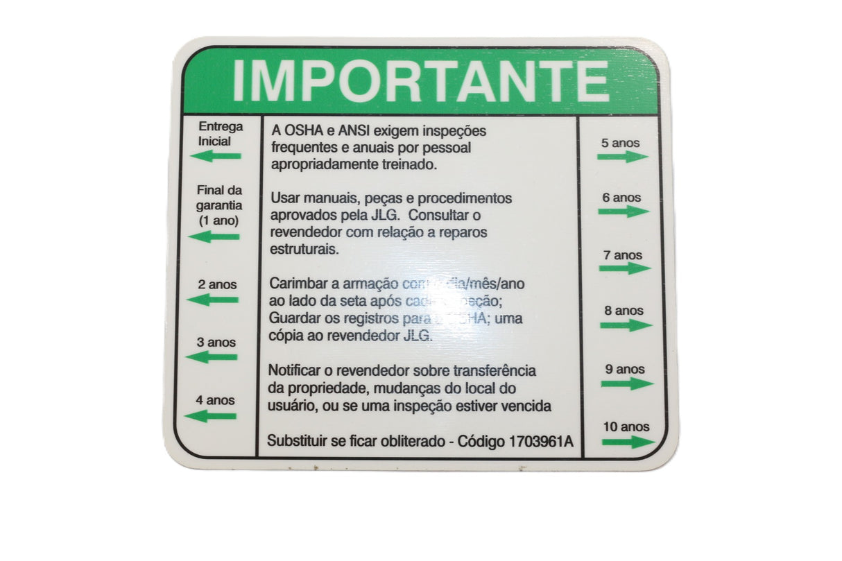 JLG - 1703961 - DECALINSPECTION (PORT)