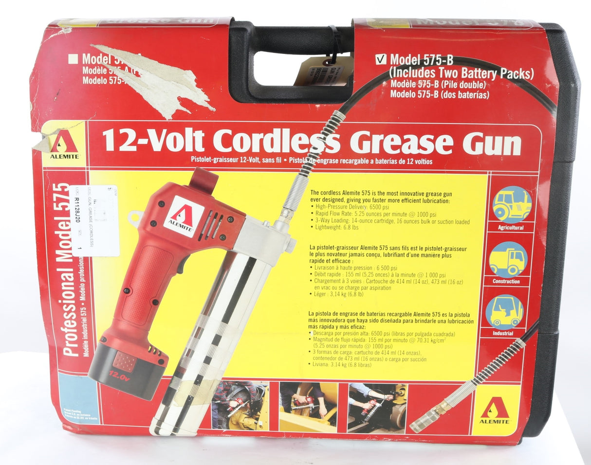 ALEMITE  - 575-B - CORDLESS 12V GREASE GUN W/ CHARGER AND 2 BATTERIES