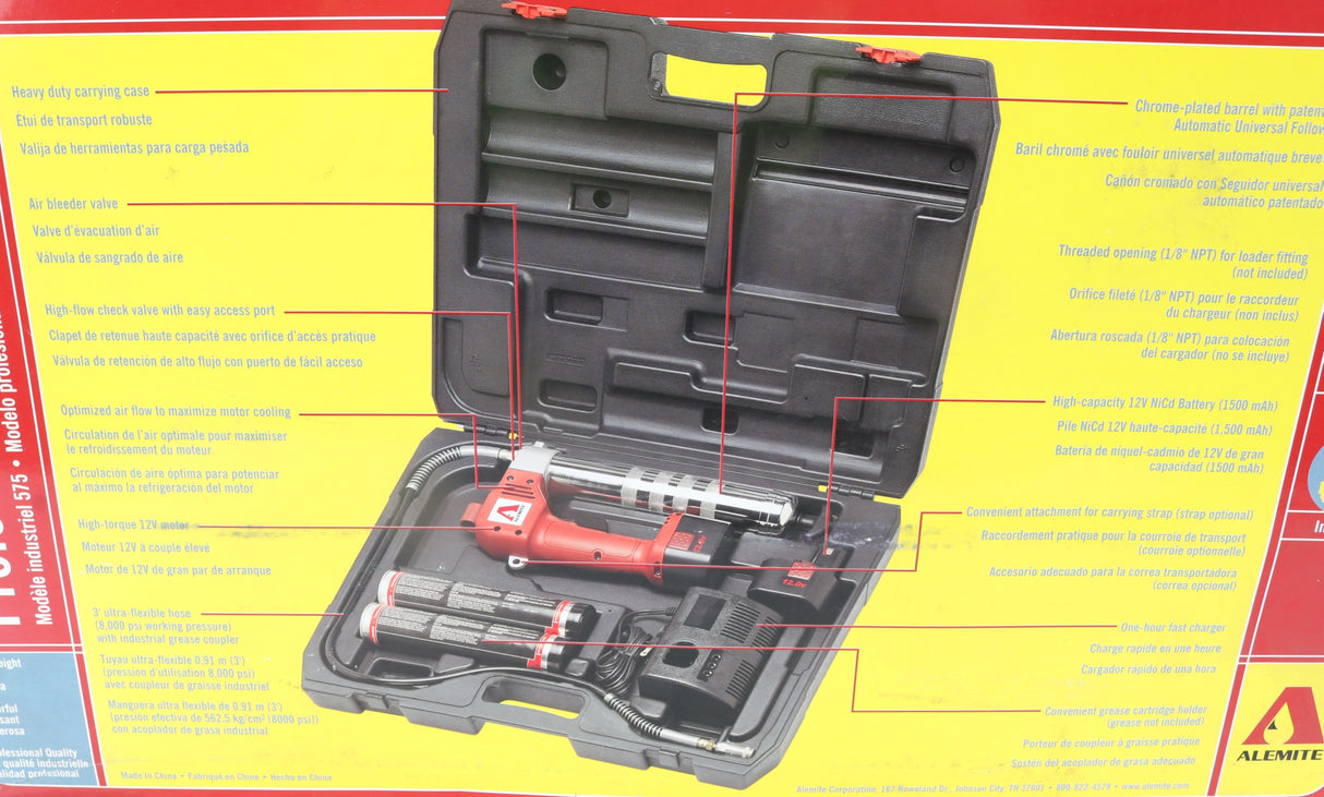 ALEMITE  - 575-B - CORDLESS 12V GREASE GUN W/ CHARGER AND 2 BATTERIES