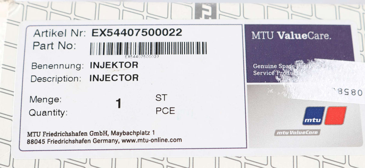 MTU - EX54407500022 - FUEL INJECTOR
