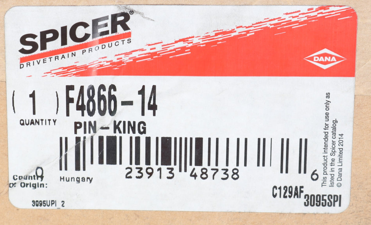 DANA SPICER - F4866-14 - STEERING KING PIN