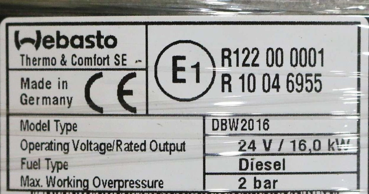 WEBASTO - 1302040B - WATER HEATER - DIESEL 24V 16kW